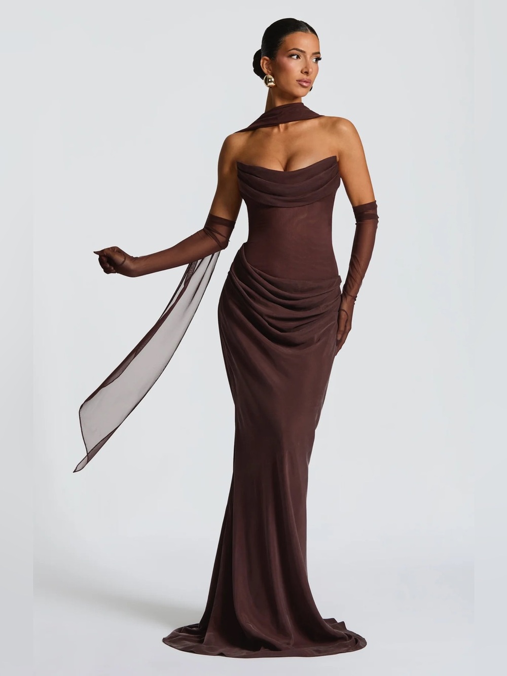 New BabyBoo LIORA MAXI DRESS PLUM BROWN Size Small - Picture 8 of 16